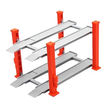 Imagem de Kokiya Vitrine de estacionamento 1/64, garagem de carros fundidos, organizador de layout, suporte de exposição de brinquedo em liga de resina, decoração de, Vermelho