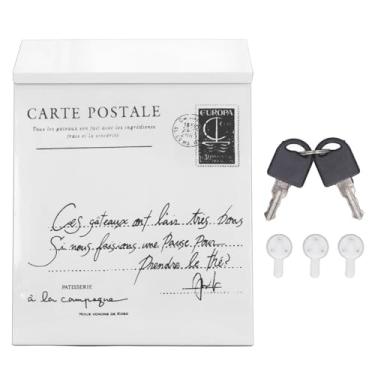 Imagem de BAFOVY Ferro 21,5 Onças Caixa de Correio, Caixa de Correio Montada na Parede Estilo Rústico Travado Com 2 Chaves 3 Ganchos, Caixa de Sugestões à (Pequenas letras em bege)