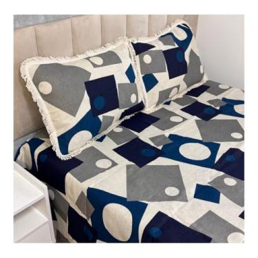 Imagem de Jogo de Colcha Casal Box Linhão com Franja e Fronhas Algodão – Cobre Leito Estampado Dupla Face, Macio e Durável(MODELO - 23)