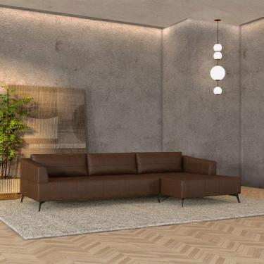 Imagem de Sofá Bipartido Sala de Estar Kiara 292cm Chaise Direito Pés de Ferro C