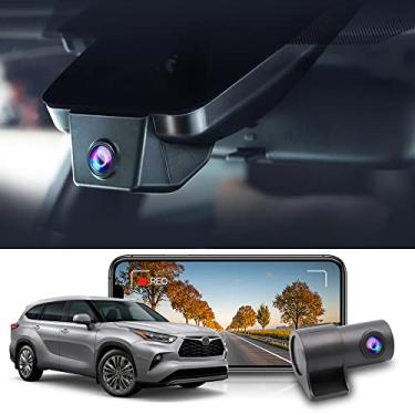 Imagem de Fitcamx Câmera de painel frontal 4K traseira 1080P adequada para Toyota Highlander 2020 2021 2022 2023 LE Limited L XLE XSE Platinum Gen4 (UX70), estilo OEM, vídeo HD duplo, gravação em loop WiFi,