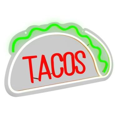 Imagem de Generic Luz noturna com letreiro de comida, lâmpada ambiente, luz LED com desenho animado, alimentação USB, decoração de parede para festa, cozinha, Tacos