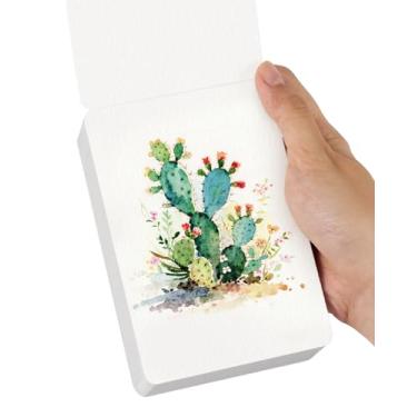 Imagem de LIGHTWISH Mini caderno de desenho em aquarela, 60 folhas, 100% algodão, 3,5 x 13 cm, prensado a frio, 300 gsm/63,5 kg, pequeno livro de aquarela, caderno de pintura quadrada, caderno de desenho de