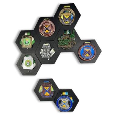 Imagem de Porta Medalhas Hexagonal preto kit com 10 unidades