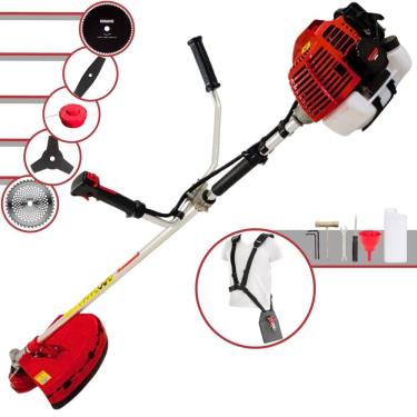 Imagem de Roçadeira Aparador de Grama Kawashima KW52L À Gasolina 2,5HP 52cc Com Lâmina Facão + Lâ...
