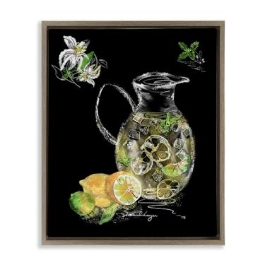 Imagem de Stupell Industries Iced Lemonade Pitcher Brown Framed Floater Canvas Wall Art Design por Susan Lugar, 21 x 17