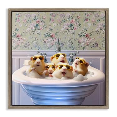 Imagem de Stupell Industries Design de arte de parede em tela flutuante marrom para porquinhos-da-índia por Jim Baldwin, 45,7 x 45,7 cm