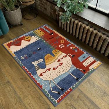 Imagem de Rugendary Tapete de safári com tema de deserto, tapete com estampa animal, macio, antiderrapante, lavável, superfície de pelúcia 5 x 7 cm, para crianças, quarto, cozinha, sala de estar, aconchegante