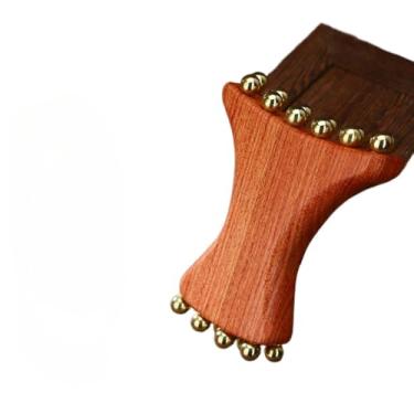 Imagem de Ferramenta de massagem Gua Sha de latão para levantamento de rosto, antienvelhecimento, definição de linha da mandíbula, dobras nasolabiais, levantamento de bochecha de maçã | Rolo facial com cabo de