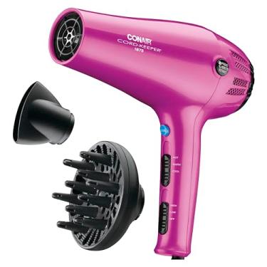 Imagem de Conair Secador de cabelo com cabo retrátil, secador de cabelo 1875W, rosa