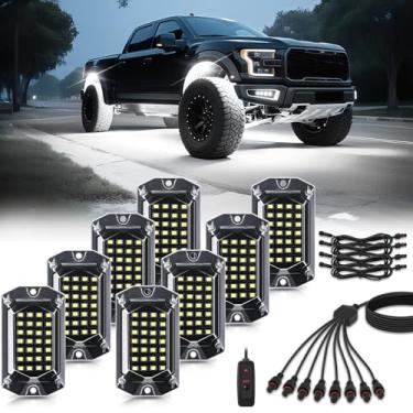 Imagem de 8 cápsulas de luzes de LED brancas puras de ângulo total para Jeeps, caminhões, carrinho de golfe, ATV UTV RZR SUV, captador off-road 6500K, kit de brilho branco super brilhante à prova d'água com