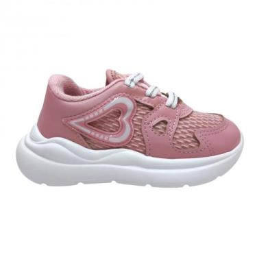 Imagem de Tênis Infantil Rosa Coração Molekinha Menina 2738103, Rosa, 24