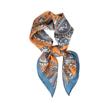 Imagem de Bandana Feminina De Cetim Macio 70x70cm Imitação De Seda Lenço Quadrad