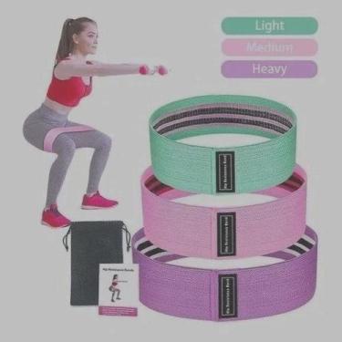 Imagem de Super Kit 3 Faixas Elásticas Mini Band Tecido Exercício Academia Casa 