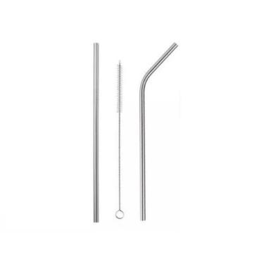 Imagem de Kit 4 Canudos Aço Inox Milk Shake Silicone 7mm Azul - MKB