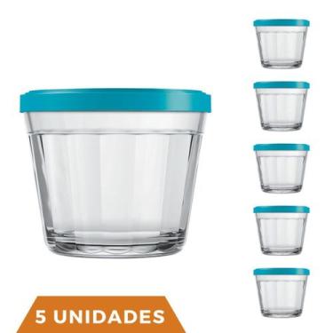 Imagem de 5 Pote Americano Vidro C/Tampa Cores Amlimento 150ml Nadir - NADIR FIG