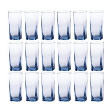 Imagem de Copo Vidro 320ml Quadrado BALI Kit com 18 Azul Luxo - Casa Linda