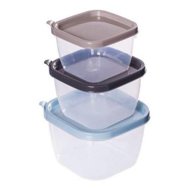 Imagem de Kit 3 Potes Empilháveis P, M, G De Plástico P/ Mantimentos - Plasútil,