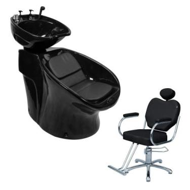 Imagem de kit 1 Lavatório Neon Porta Shampoo 1 Cadeira Talita Fixa Hidraulica Pr