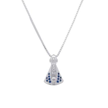 Imagem de Colar Corrente Nossa Senhora Aparecida Pedras Folheada 925 - Papillon 
