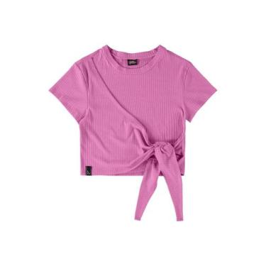 Imagem de Blusa Cropped Manga Curta Infantil Gloss, Rosa, 12