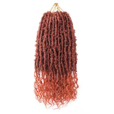 Imagem de Short Butterfly Locs Crochet Hair With Goddess Locs Curly Ends 35 cm Afligido Butterfly Faux Locs Sintético Deusa Locs Butterfly Soft Locs Hair Extensions (35 cm, 6 pacotes, 350#)