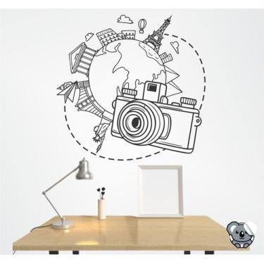 Imagem de Adesivo de Parede Fotografia Travel World Câmera Fotográfica - Colakoa