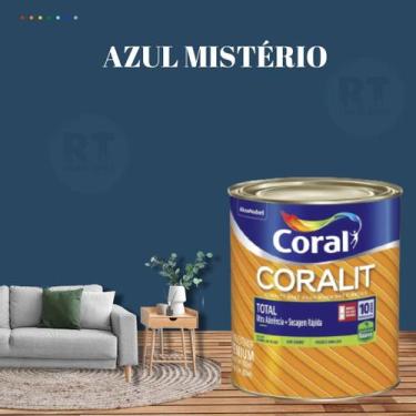 Imagem de Tinta Esmalte Sintético Base Água Cor Azul 800ml Coral Coralit Total Z