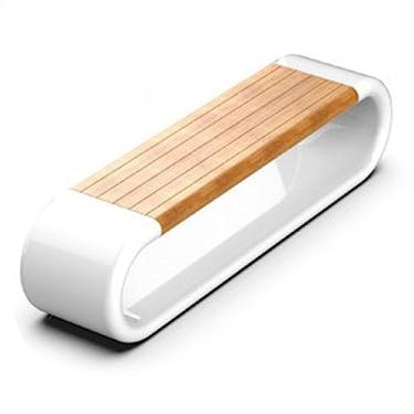 Imagem de Banco externo 150 cm cadeira de fibra de vidro para interior e exterior, cadeira circular de lazer de fibra de vidro com vaso de plantas alto, banco de parque de grão de madeira criativo combinado