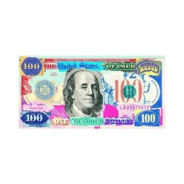 Imagem de Pintura Em Tela Moderna Abstrata De Notas De Cem Dólares, Decoração De