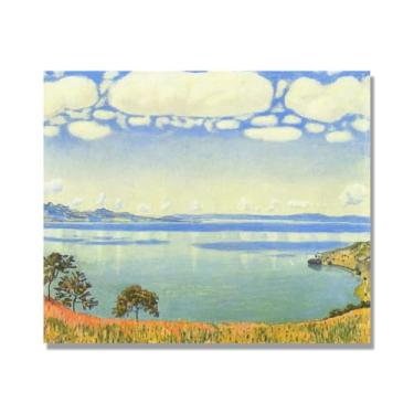 Imagem de Pinturas a óleo famosas, (paisagem 01) por Ferdinand Hodler, reprodução impressa em tela, arte de cenário para decoração de sala de estar. Tela somente 40 x 48 cm - 15,7 x 18,9 pol