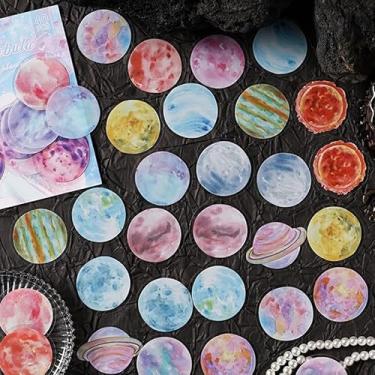 Imagem de Kit de adesivos de scrapbook de planeta colorido, 160 peças, galáxia, PET, transparente, impermeável, conjunto de adesivos para lixo, diário, garrafas de água, telefone, laptop, decalques para
