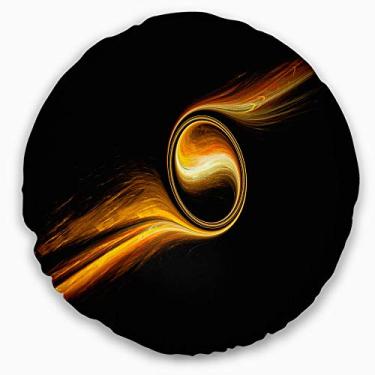 Imagem de Designart Fractal 3D Dancing Yellow Design Contemporâneo Sala de estar, Sofá, Travesseiro + Capa de almofada impressa em ambos os lados 40 cm