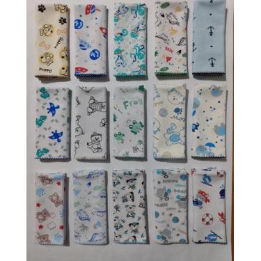 Imagem de Kit 10 Fraldas Bebê Malha Estampadas 30x32 cm Macias e Absorventes - A