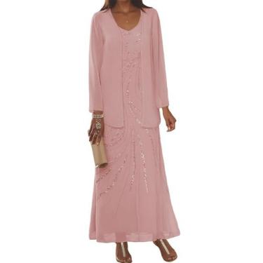 Imagem de Vestido Mãe da Noiva Clothfun Chiffon Dusty Rose 22W