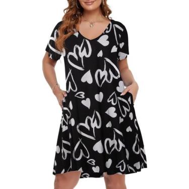 Imagem de Vestido BELAROI Camiseta feminina plus size de verão com decote em V 4