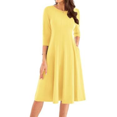 Imagem de Vestido GRACE KARIN 2025 casual A Line, manga 3/4, gola redonda