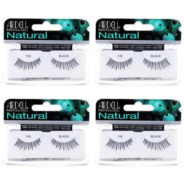 Imagem de Cílios postiços Ardell Natural Lashes 116 pretos, pacote com 4