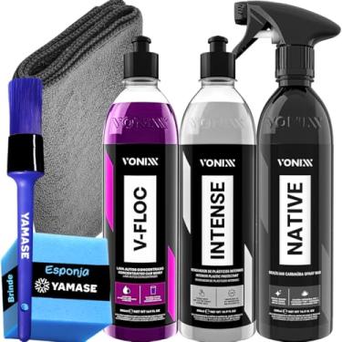 Imagem de Kit Vonixx: Shampoo V-FLOC 500ml + Cera Native Spray Wax com Carnaúba + Revitalizador de Plásticos Intense – Limpeza e Proteção com Brilho Profundo e Aplicação Rápida