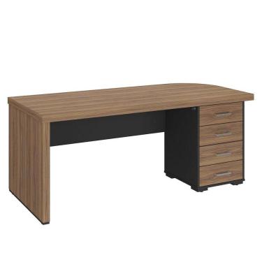 Imagem de Mesa Para Escritório 4 Gavetas Com Chave Lado Direito Nogal/preto