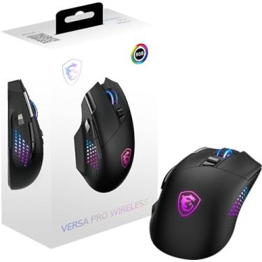 Imagem de MSI Mouse para jogos Versa PRO W, 26000 DPI, 70 m + cliques, micro interruptor óptico OMRON, sensor óptico, design ergonômico de mão ambitextro, luz RGB