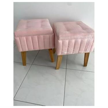 Imagem de Puff Decorativo Luxo para Sala, Quarto e Penteadeira, Estilo Studio (Rosa claro)