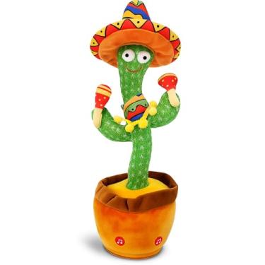 Imagem de Cacto Dançante e Falante LED Brinquedo Interativo Musical USB Recarregável – Fala, Repete Voz e Dança Engraçado com Roupa Divertida Premium