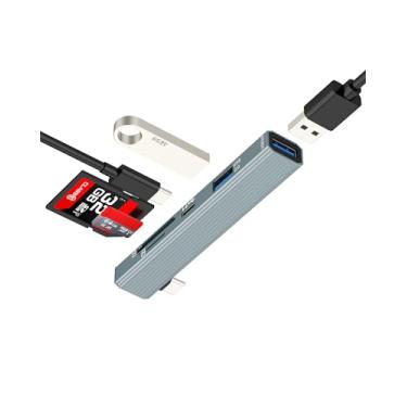 Imagem de Divisor USB C MacBook Hub para adaptador de iPhone (5 em 1) estação de ancoragem de porta de leitor de cartão SD multiportas para iPad Pro para Apple Laptop acessório, cabo carregador Thunderbolt tipo