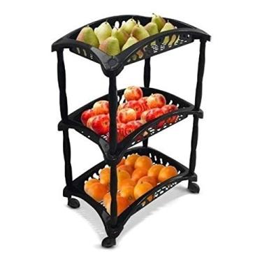 Imagem de Fruteira Plástica 3 Cestos Organizador Preto Arqplast