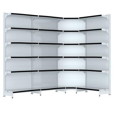 Imagem de Gondola Parede 202 Fit Farmacia Ate 3 M Bco 1 Canto Pe Preto