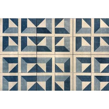 Imagem de Quadro Decorativo com Estampa Abstract Blue Triangular Cube Geometric Painted 40 x 40 Papel 2 unidades