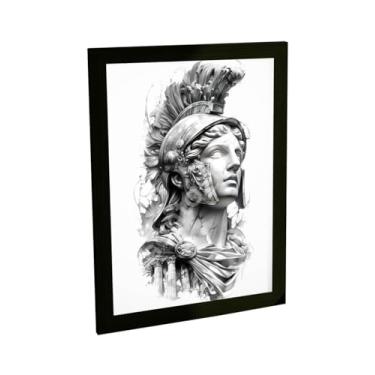 Imagem de Quadro Decorativo Estatua Grega Soldado Ilustração Preto Branco Decoração Poster Quarto Sala