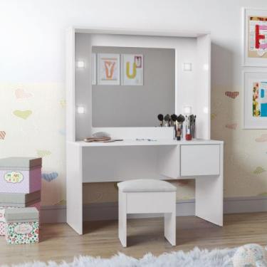 Imagem de Penteadeira Infantil Diana Led e Banqueta Branco - Ofertamo