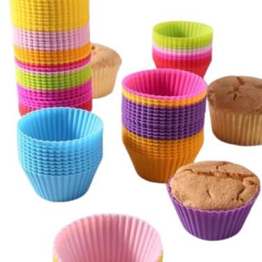 Imagem de Kit 12 Formas de Silicone Reutilizáveis Antiaderente para Cupcake, Bolo e Muffin – Forminhas Cores Variadas Resistentes ao Forno e Airfryer, Livre de BPA